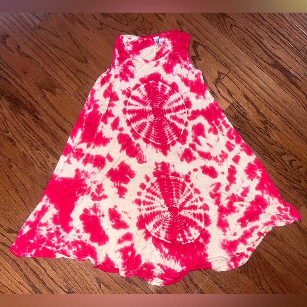 India Boutique sleeveless cover up dress pink tie dye NWOT
